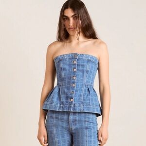 Damson Madder Eloise Denim Top - Laser Check